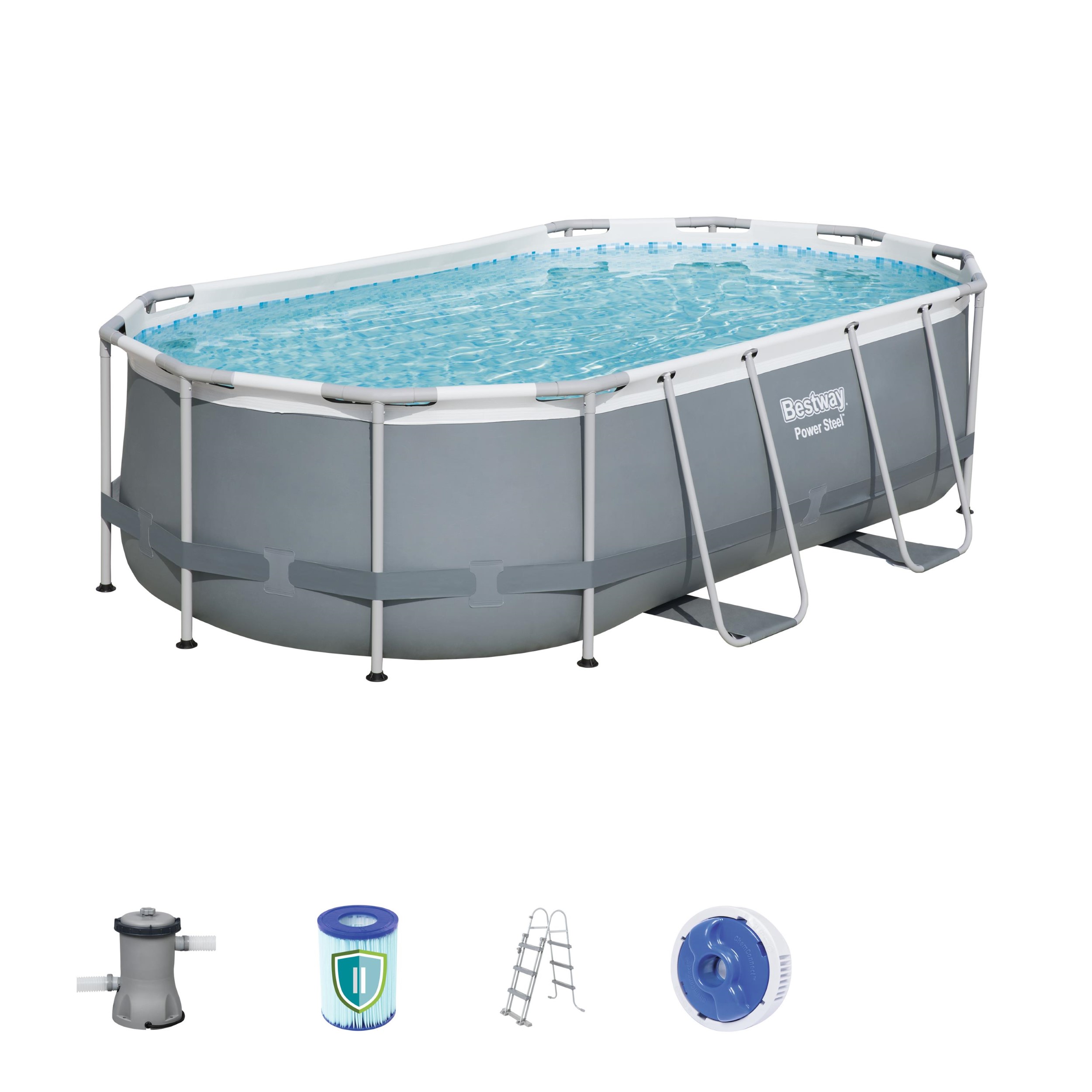Bestway zwembad steel pro max set ovaal grijs 427 - Afbeelding 5