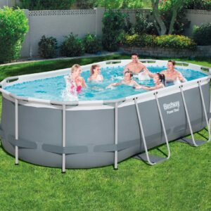 Bestway zwembad steel pro max set ovaal grijs 427