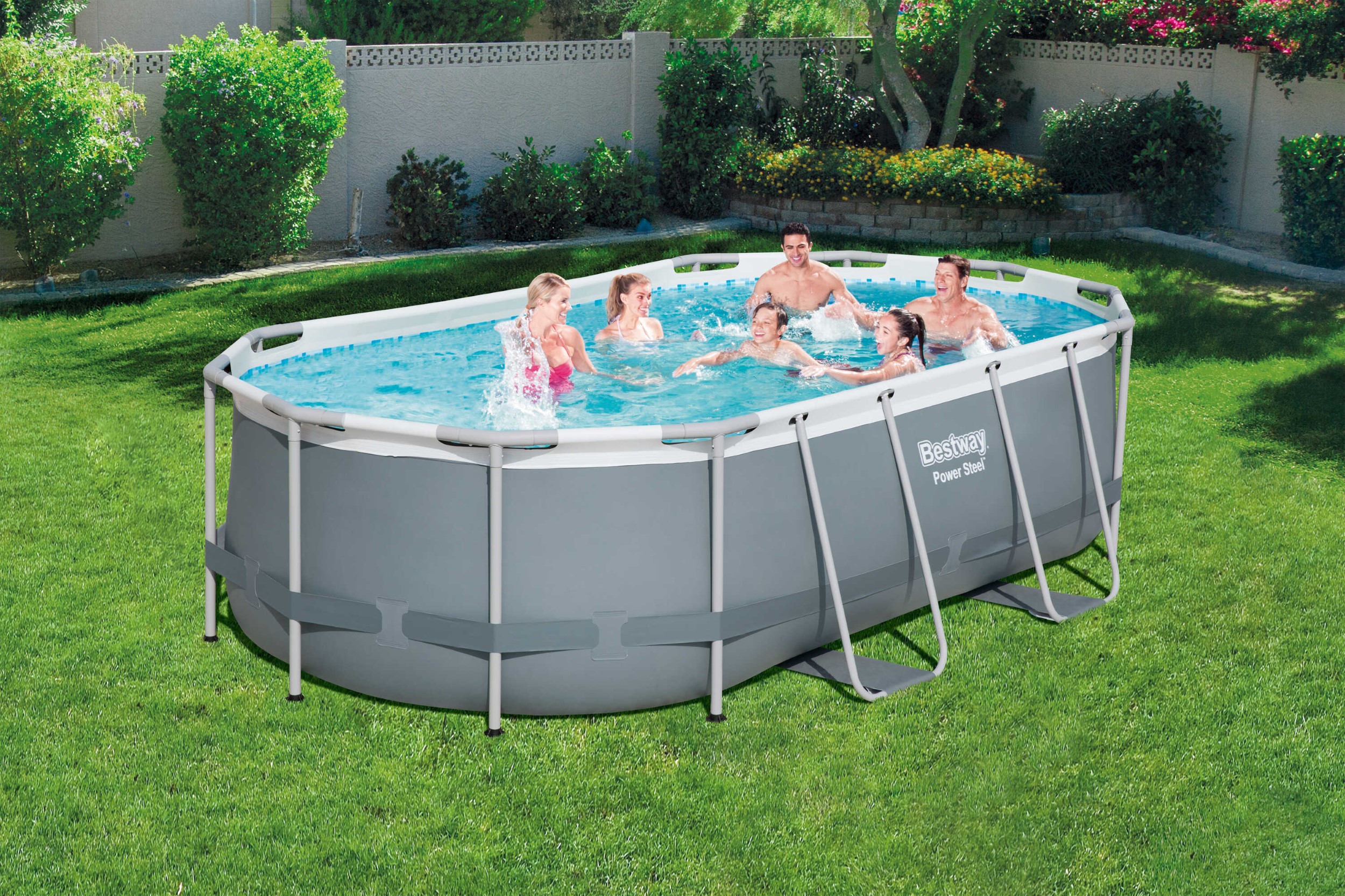 Bestway zwembad steel pro max set ovaal grijs 427