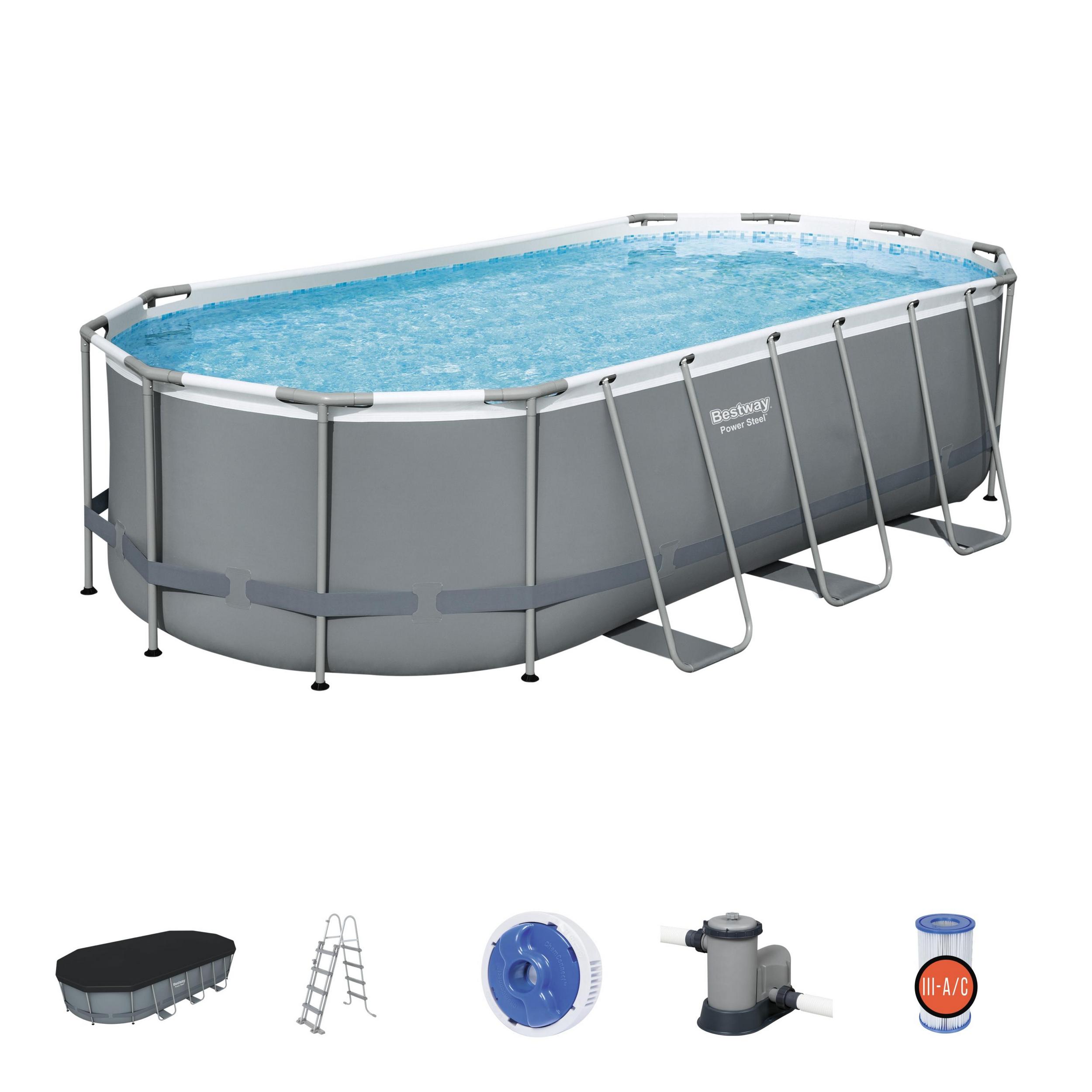 Bestway zwembad steel pro max set ovaal grijs 549 - Afbeelding 2