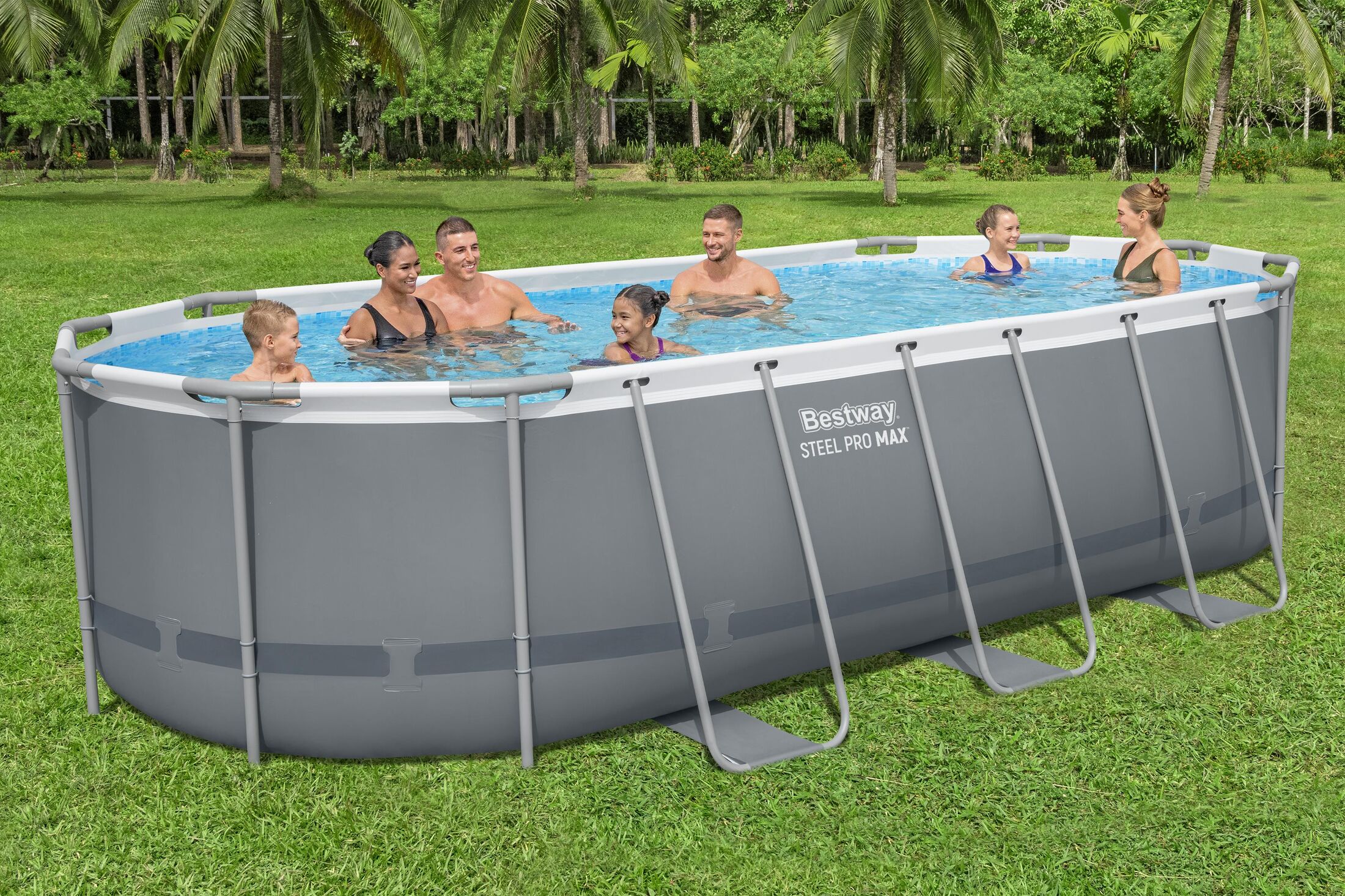 Bestway zwembad steel pro max set ovaal grijs 549 - Afbeelding 9