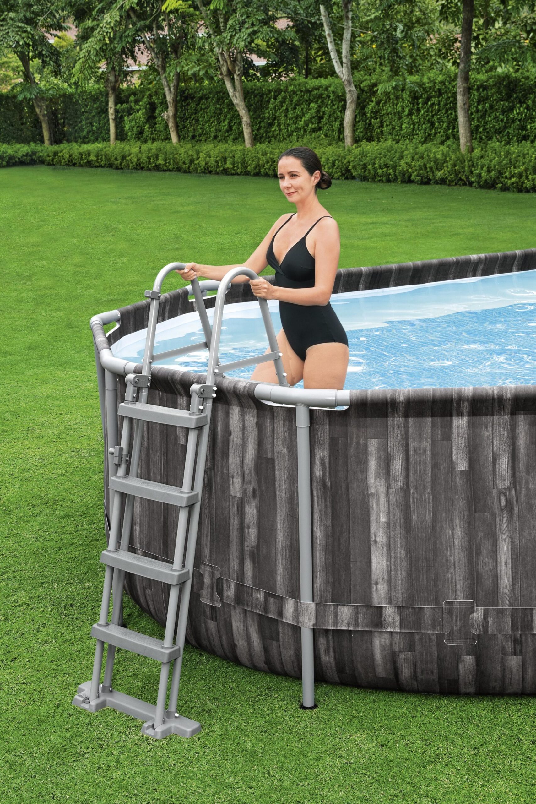 Bestway zwembad steel pro max set ovaal hout 610 - Afbeelding 3
