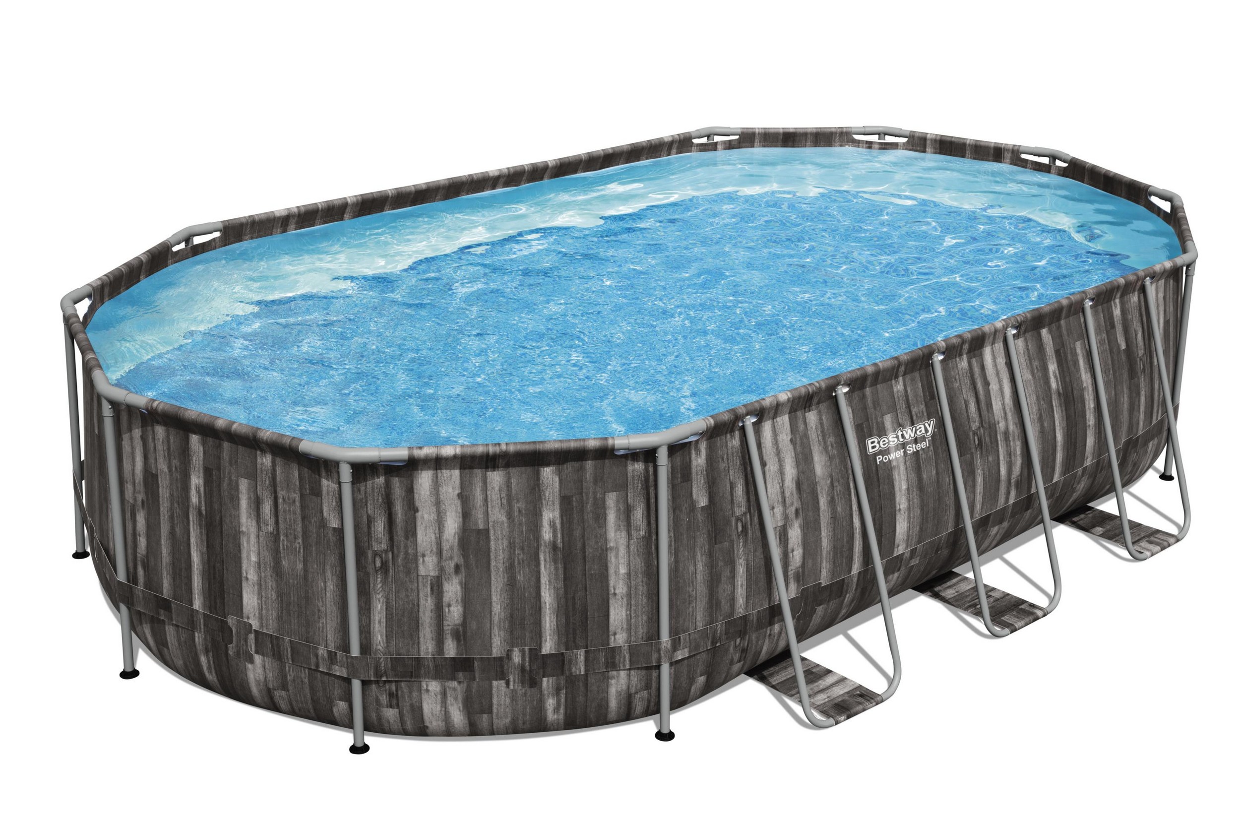 Bestway zwembad steel pro max set ovaal hout 610 - Afbeelding 4