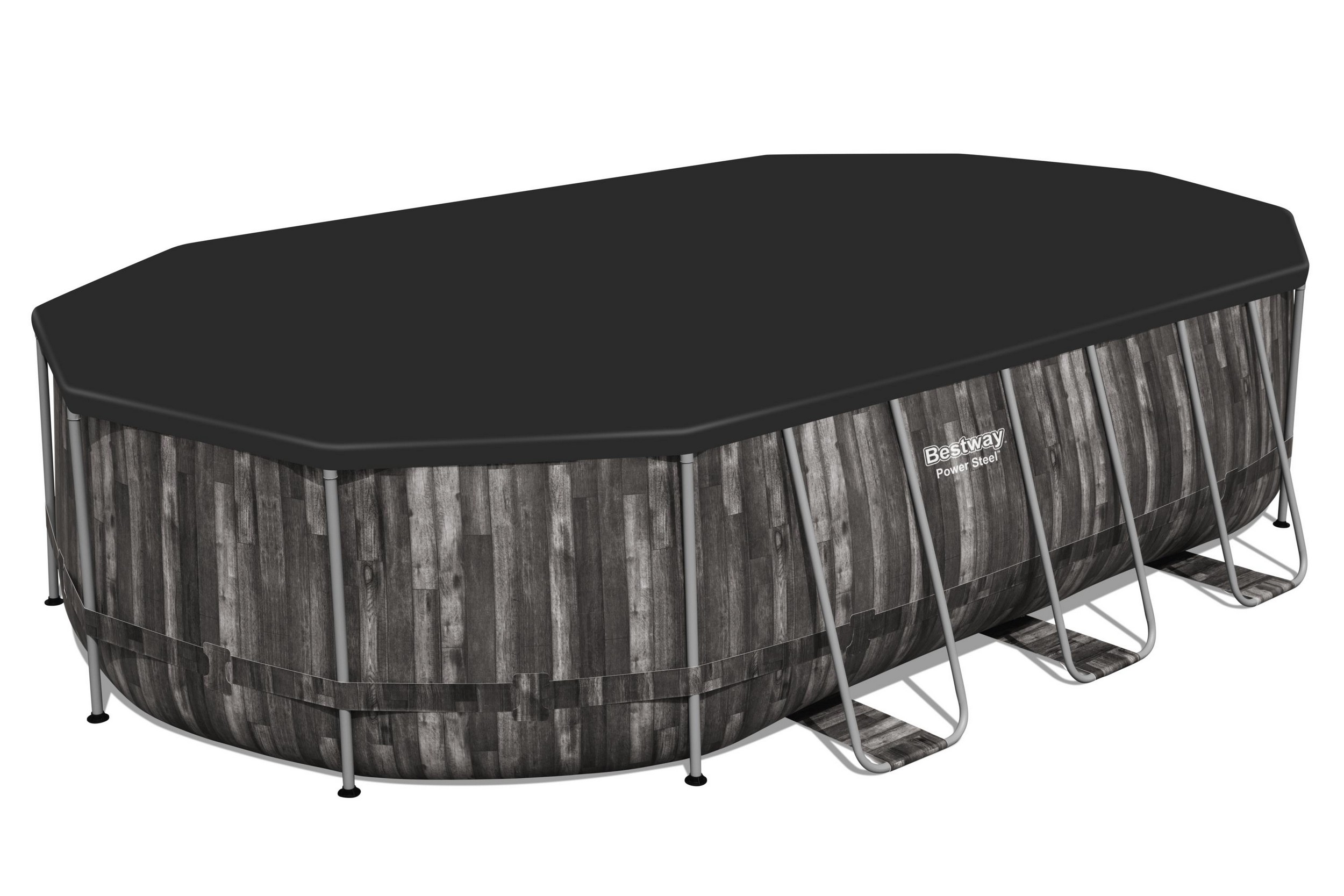 Bestway zwembad steel pro max set ovaal hout 610 - Afbeelding 5