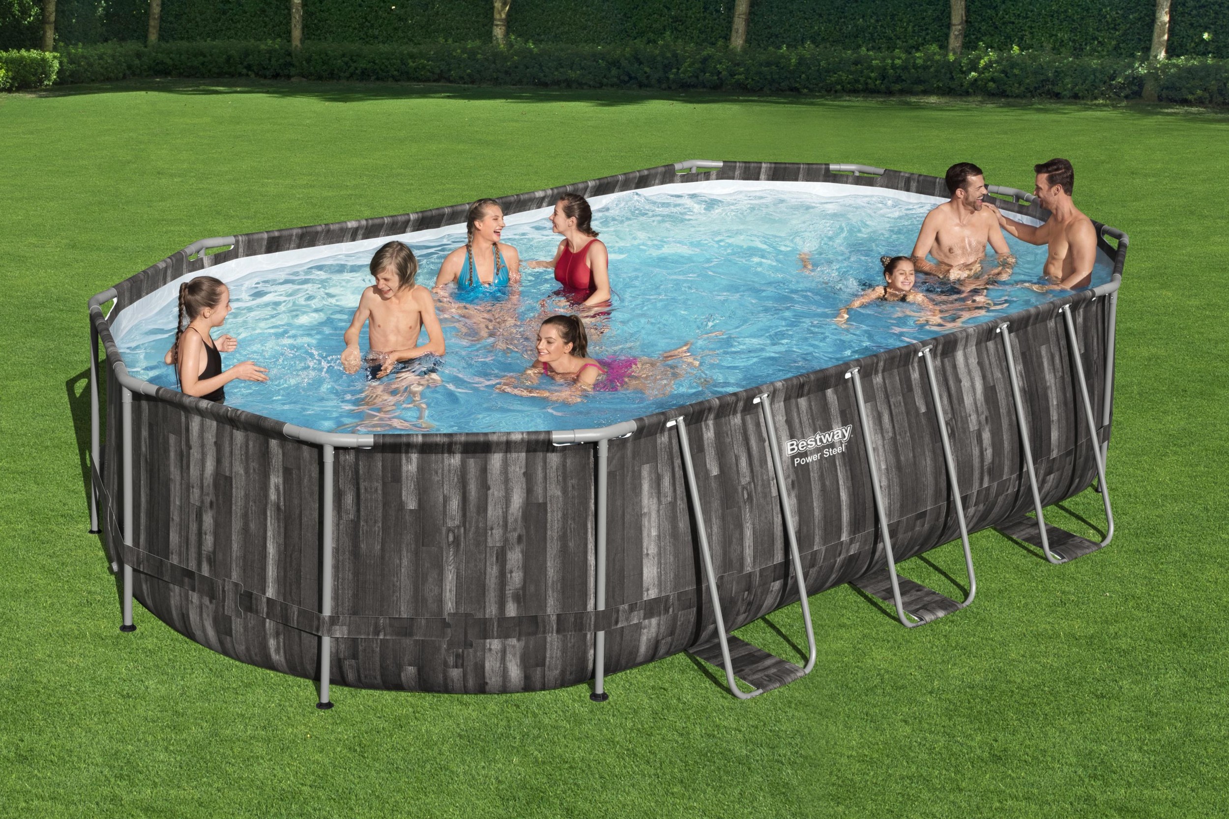 Bestway zwembad steel pro max set ovaal hout 610 - Afbeelding 6