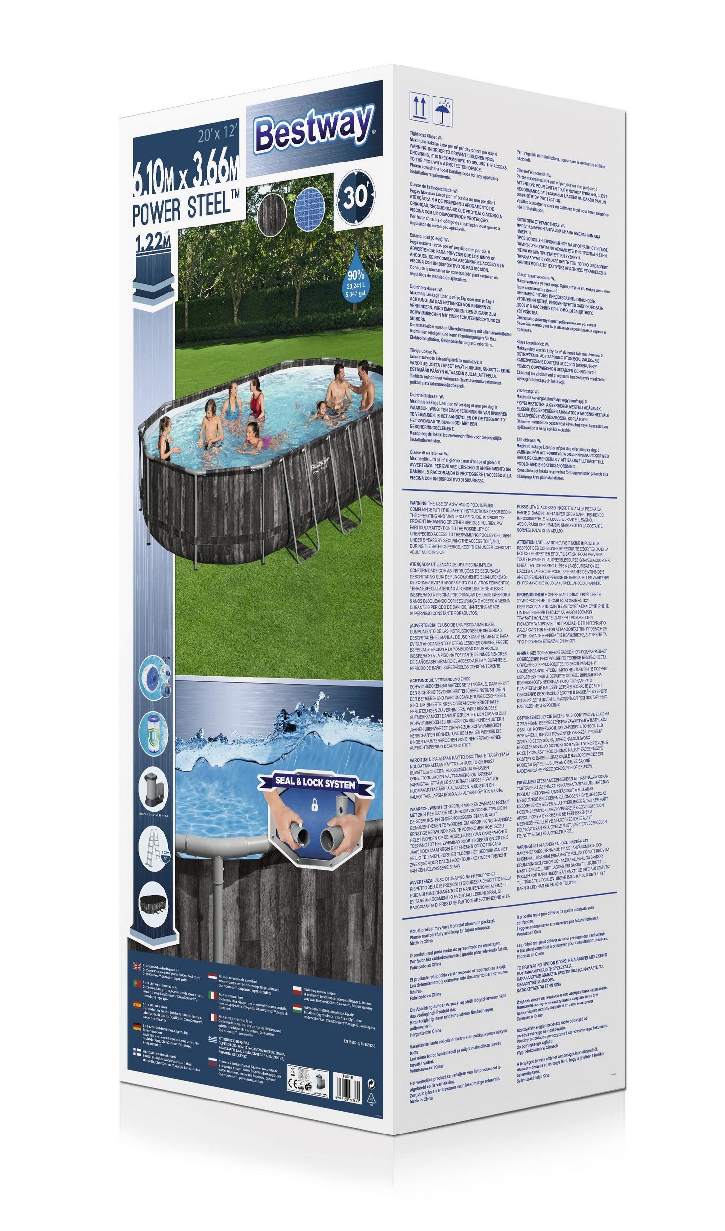 Bestway zwembad steel pro max set ovaal hout 610 - Afbeelding 7