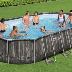 Bestway zwembad steel pro max set ovaal hout 610