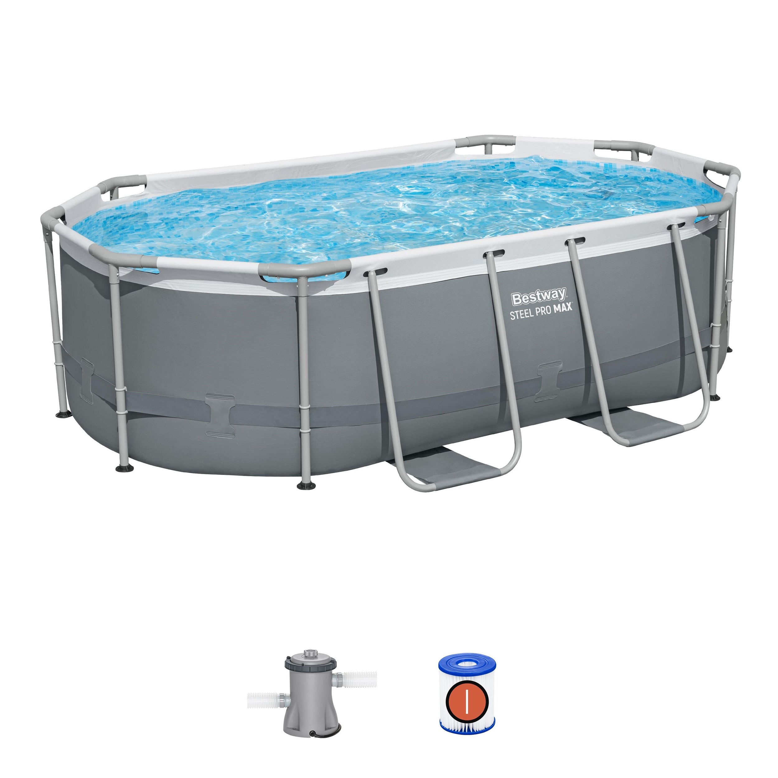 Bestway zwembad steel pro max set ovaal grijs 305 - Afbeelding 3